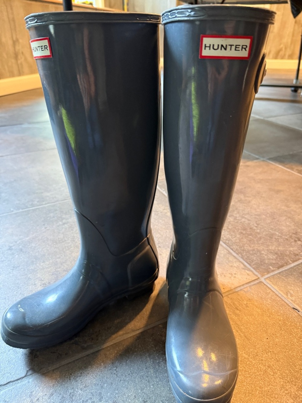 Hunter Glossy Charcoal Gray Tall Rain Boots